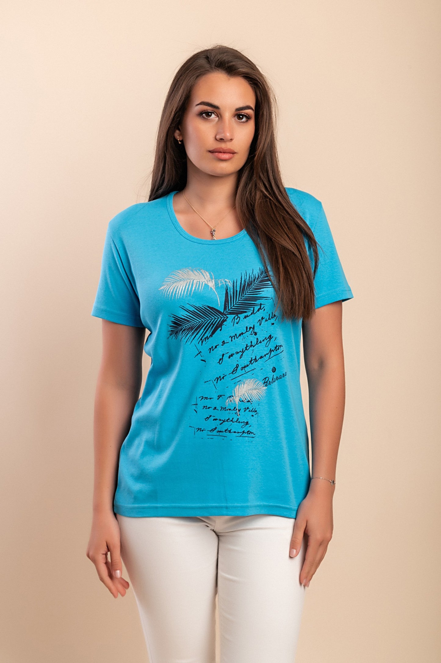T-shirt in cotone con stampa, blu