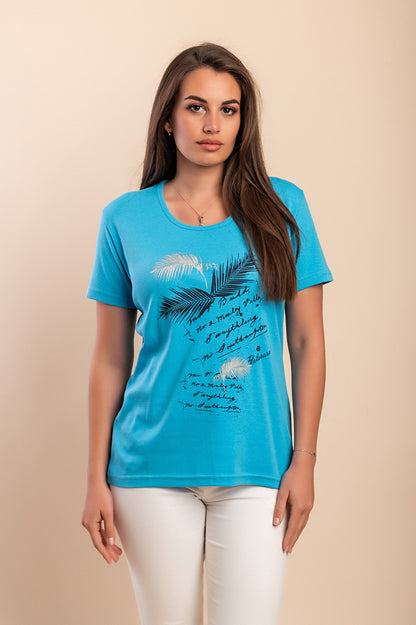T-shirt in cotone con stampa, blu