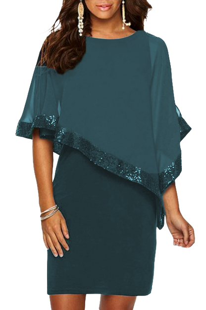 Vestito elegante con mantellina Arlet, bordo