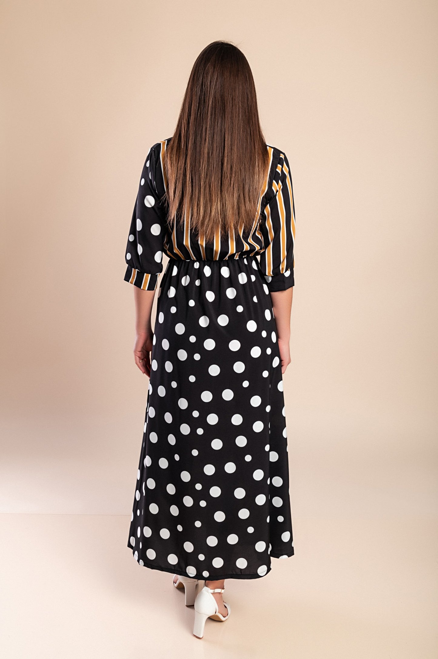VESTITO MAXI ELEGANTE CON STAMPO MORI