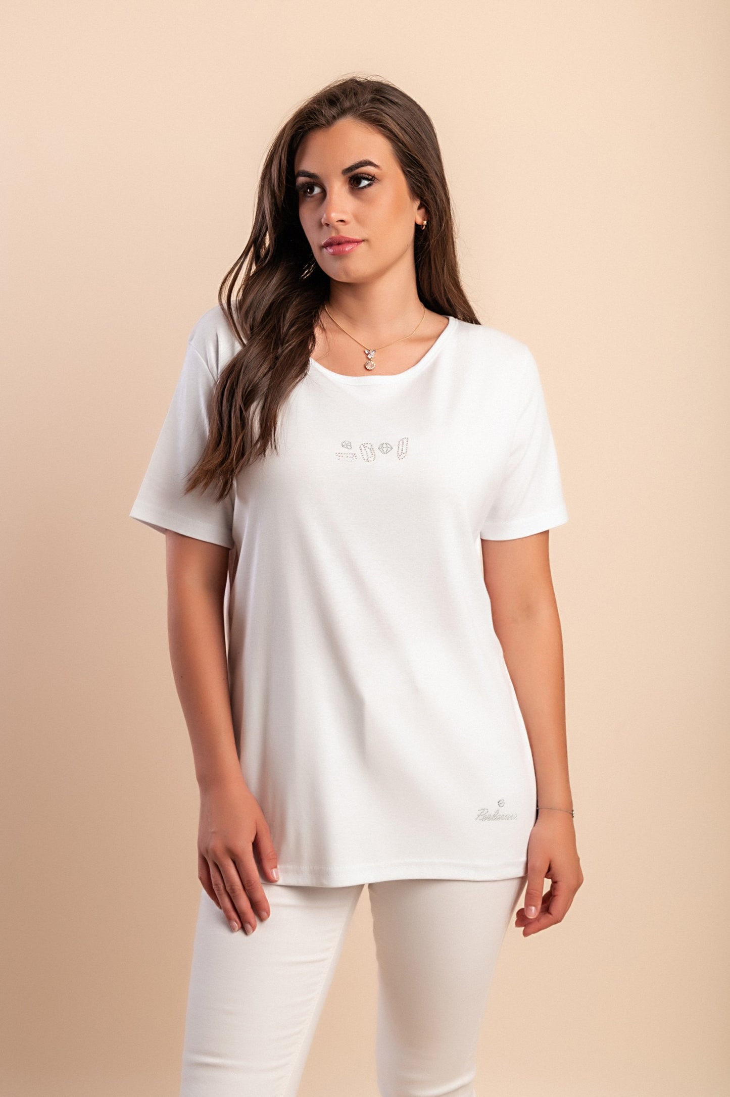 T-shirt in cotone con scollo rotondo, rossa