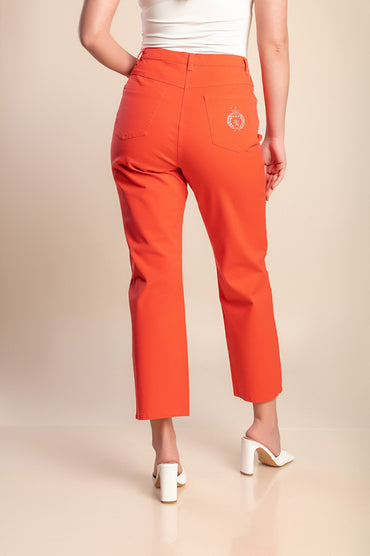 Pantaloni di cotone taglie forti, corallo