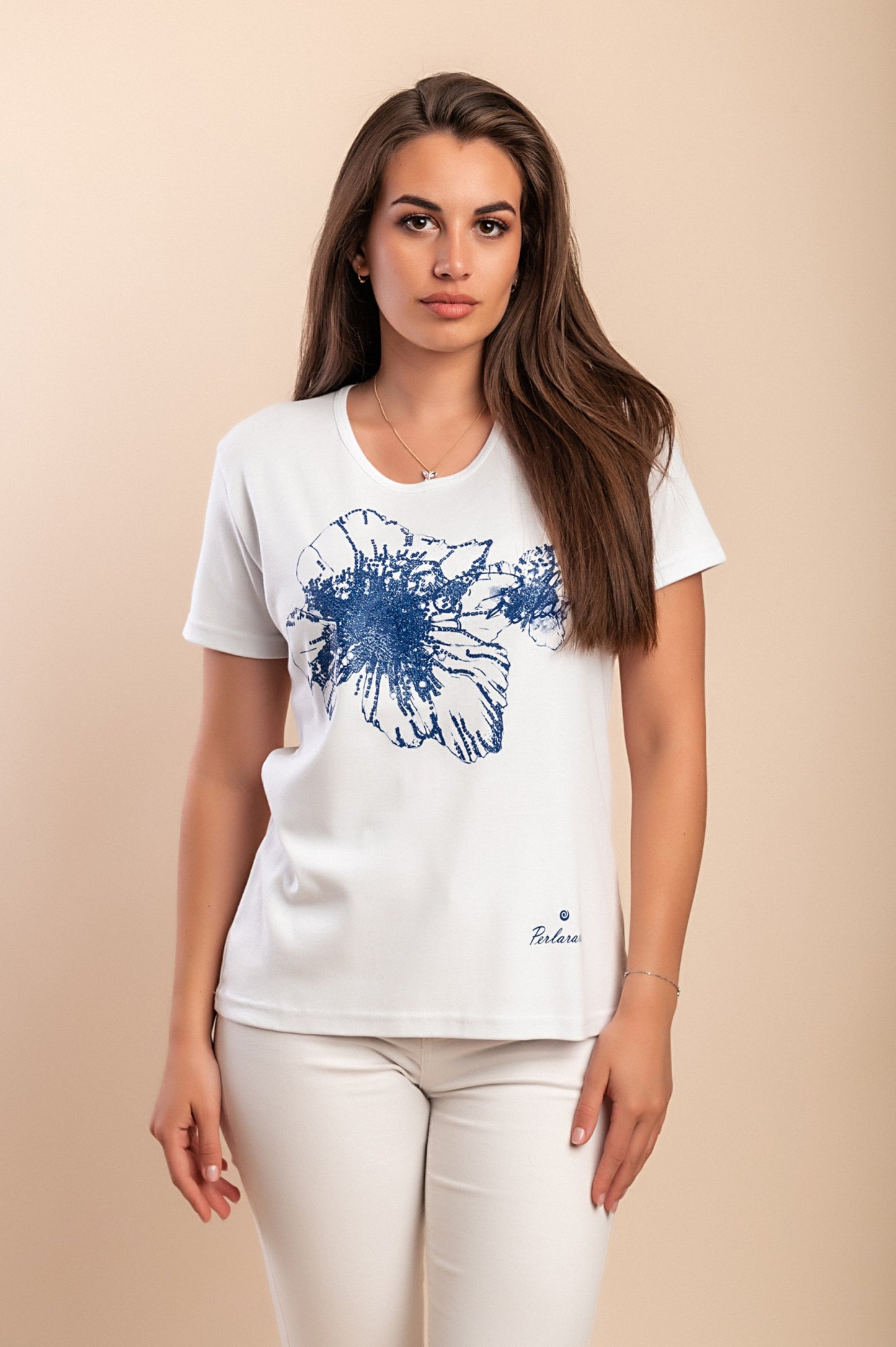 T-shirt in cotone con stampa, bianca