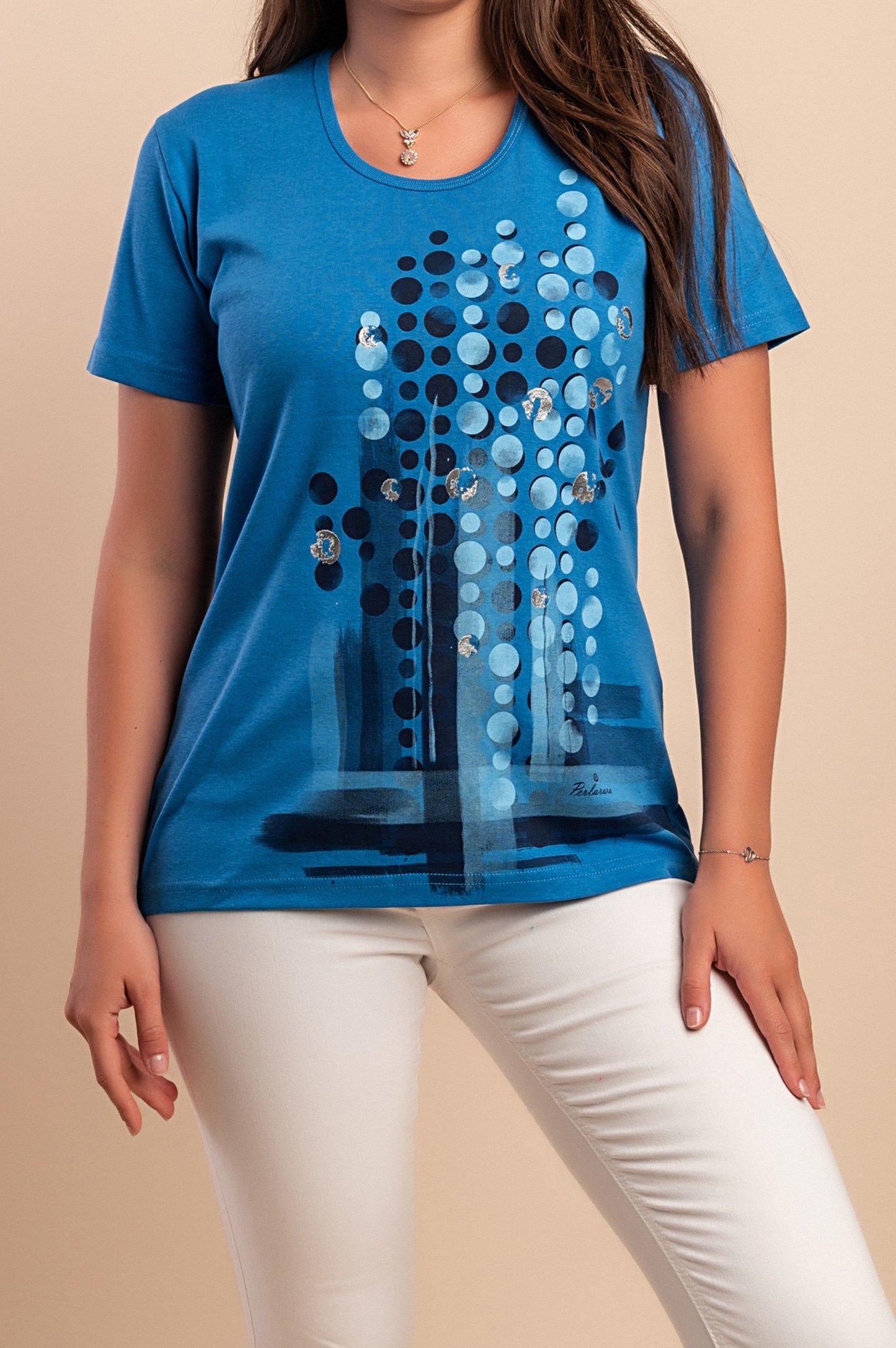 T-shirt stampata, blu