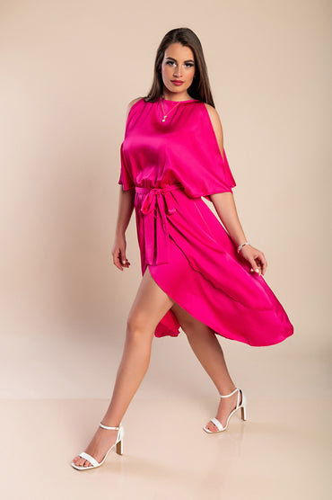 Elegante abito midi con cut-out Thiena, fucsia
