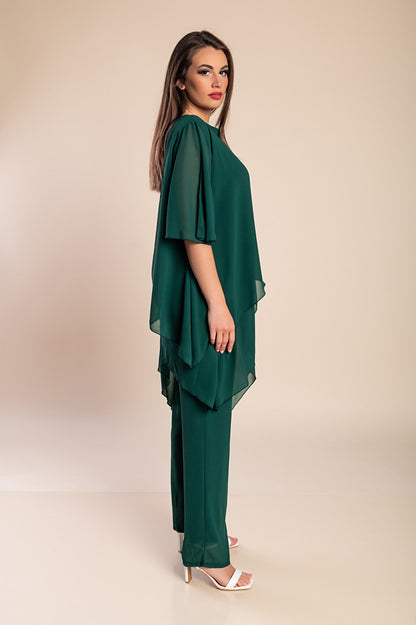 Set di elegante tunica traslucida e pantaloni lunghi  Claudette, neri