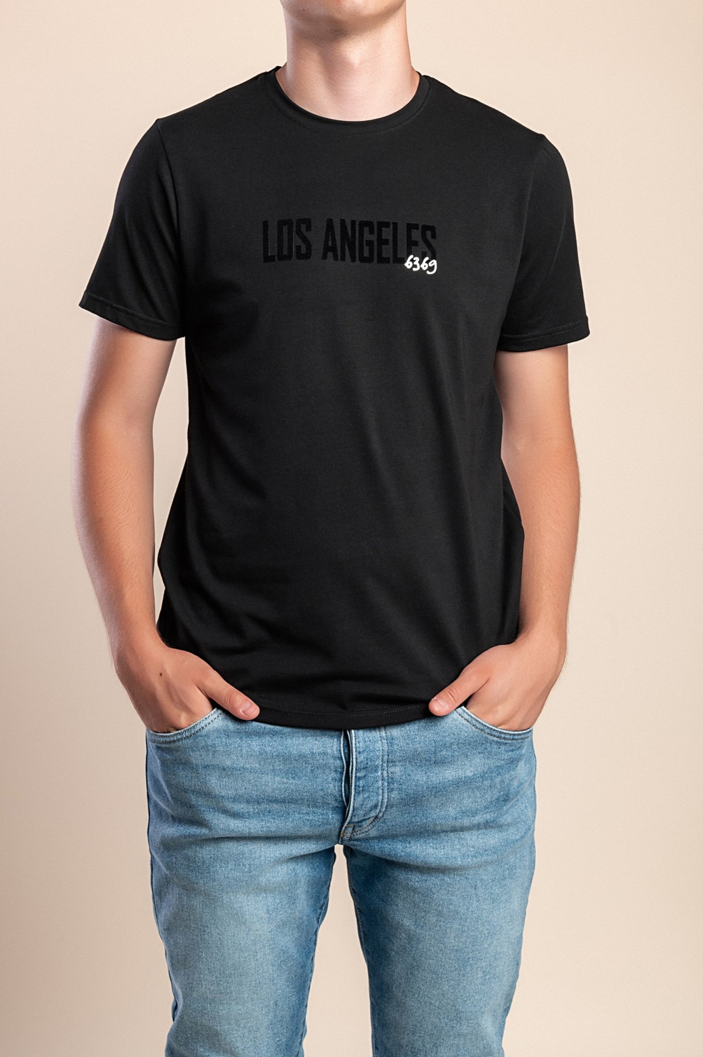 T-shirt da uomo in cotone con stampa, nera