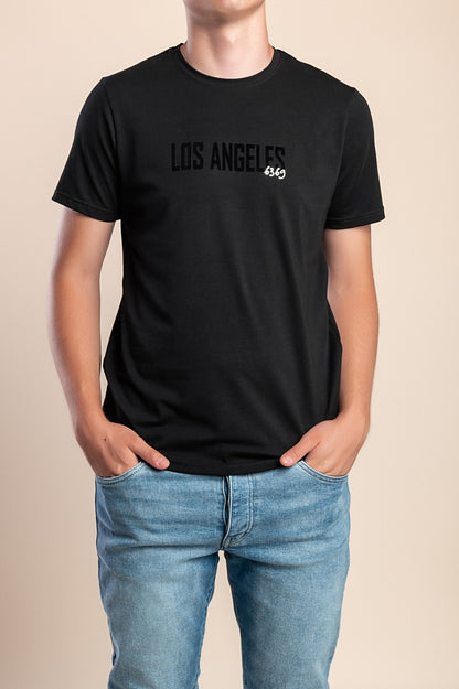 T-shirt da uomo in cotone con stampa, nera