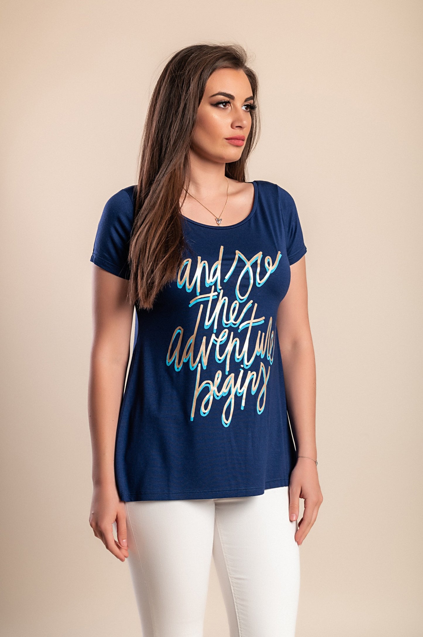T-shirt stampata, blu