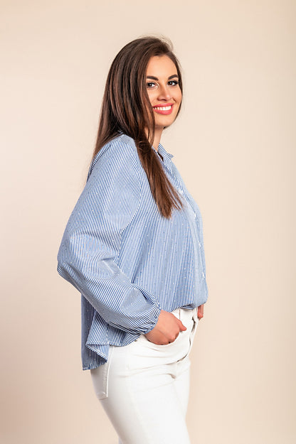 Camicia a righe, blu scuro