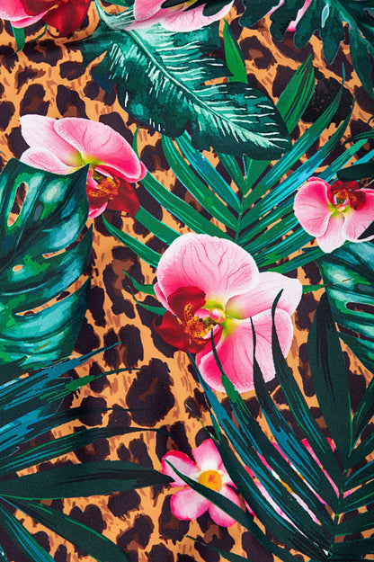 Costume intero taglie forti con stampa, nero