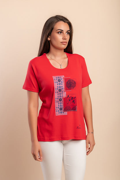T-shirt in cotone con stampa, rosa