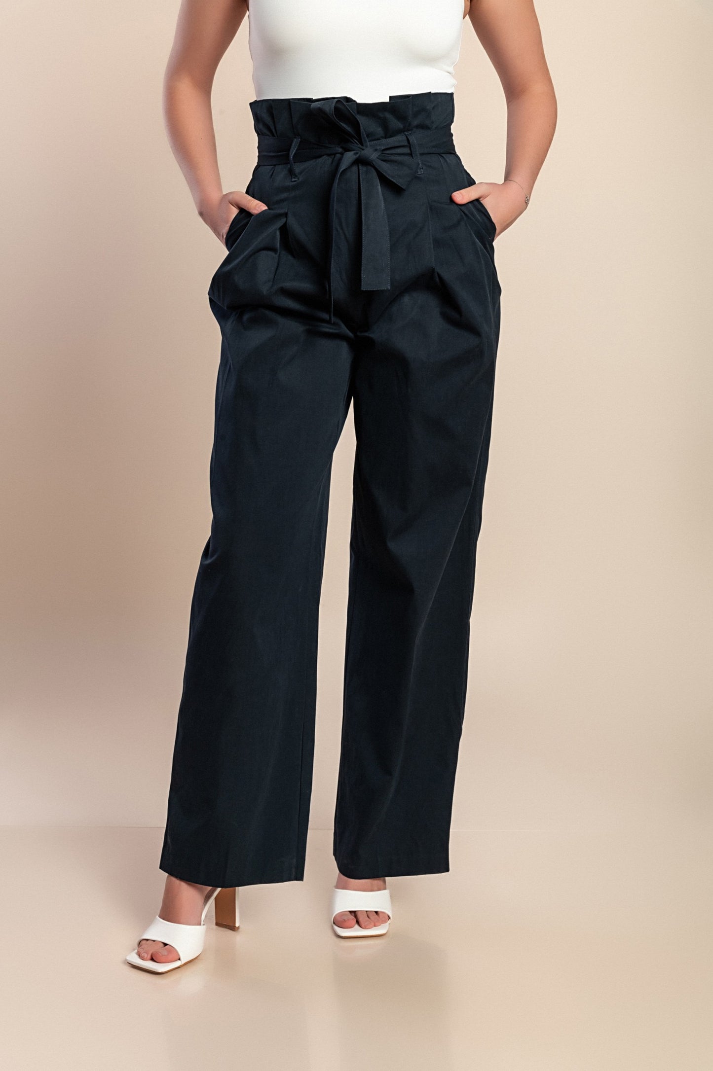 Pantaloni a vita alta taglie forti, blu scuro