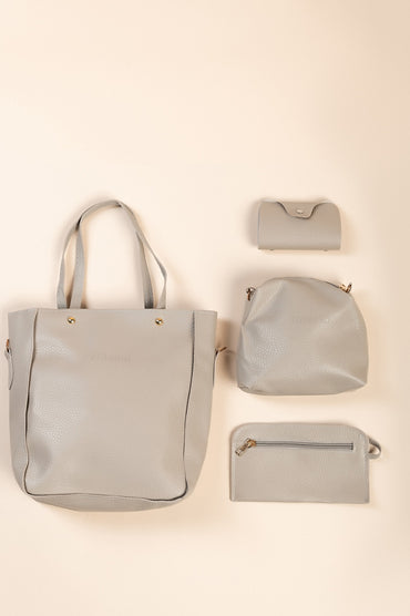 Set portamonete e portafoglio, 4 pezzi, grigio