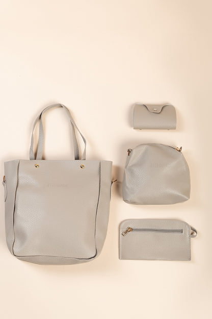 Set portamonete e portafoglio, 4 pezzi, grigio