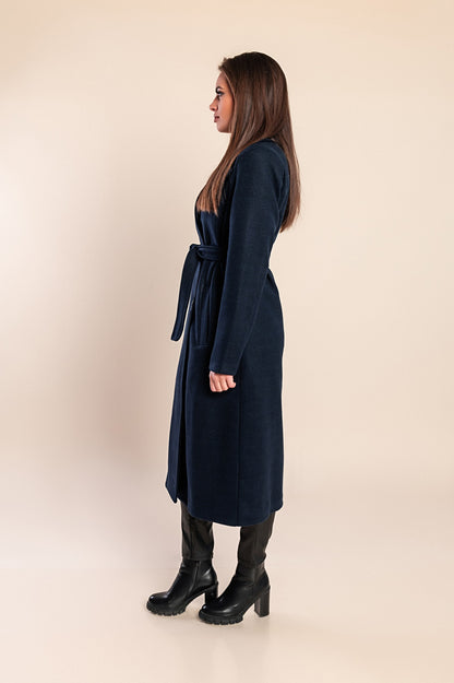 Elegante cappotto lungo con bottoni, color cammello
