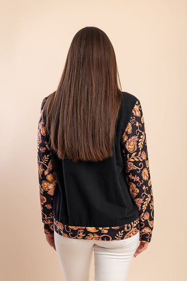 Maglia a maniche lunghe con stampa, nera