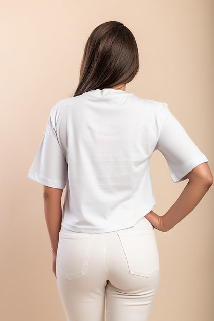 T-shirt in cotone con stampa, bianca