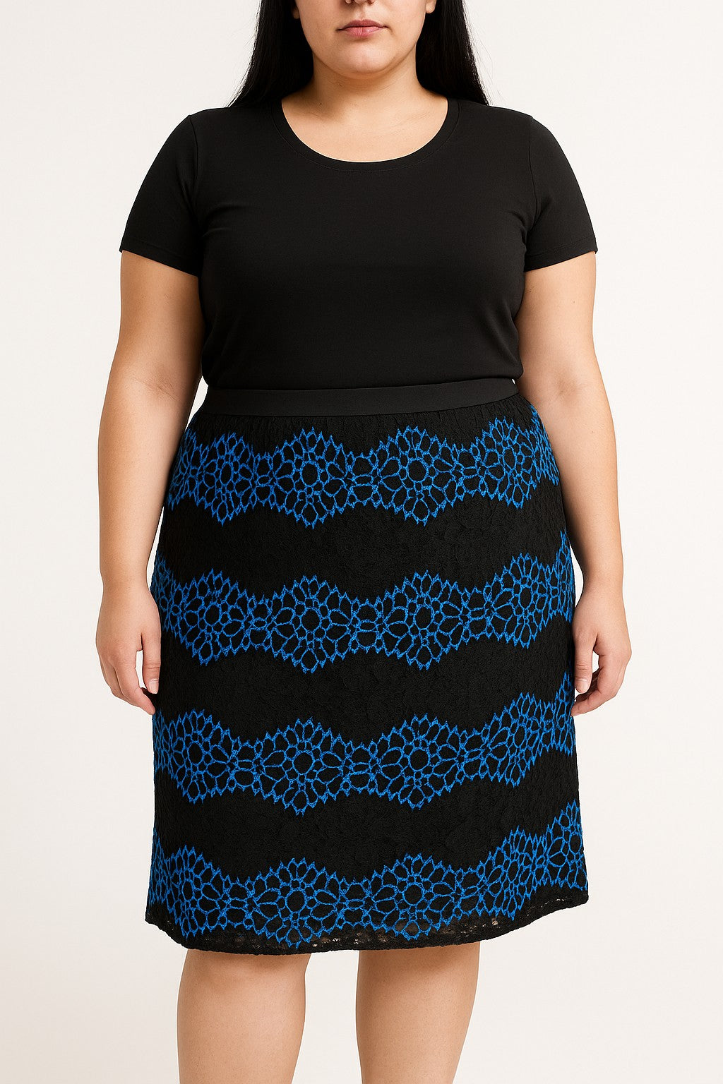 Gonna midi taglie forti, nera