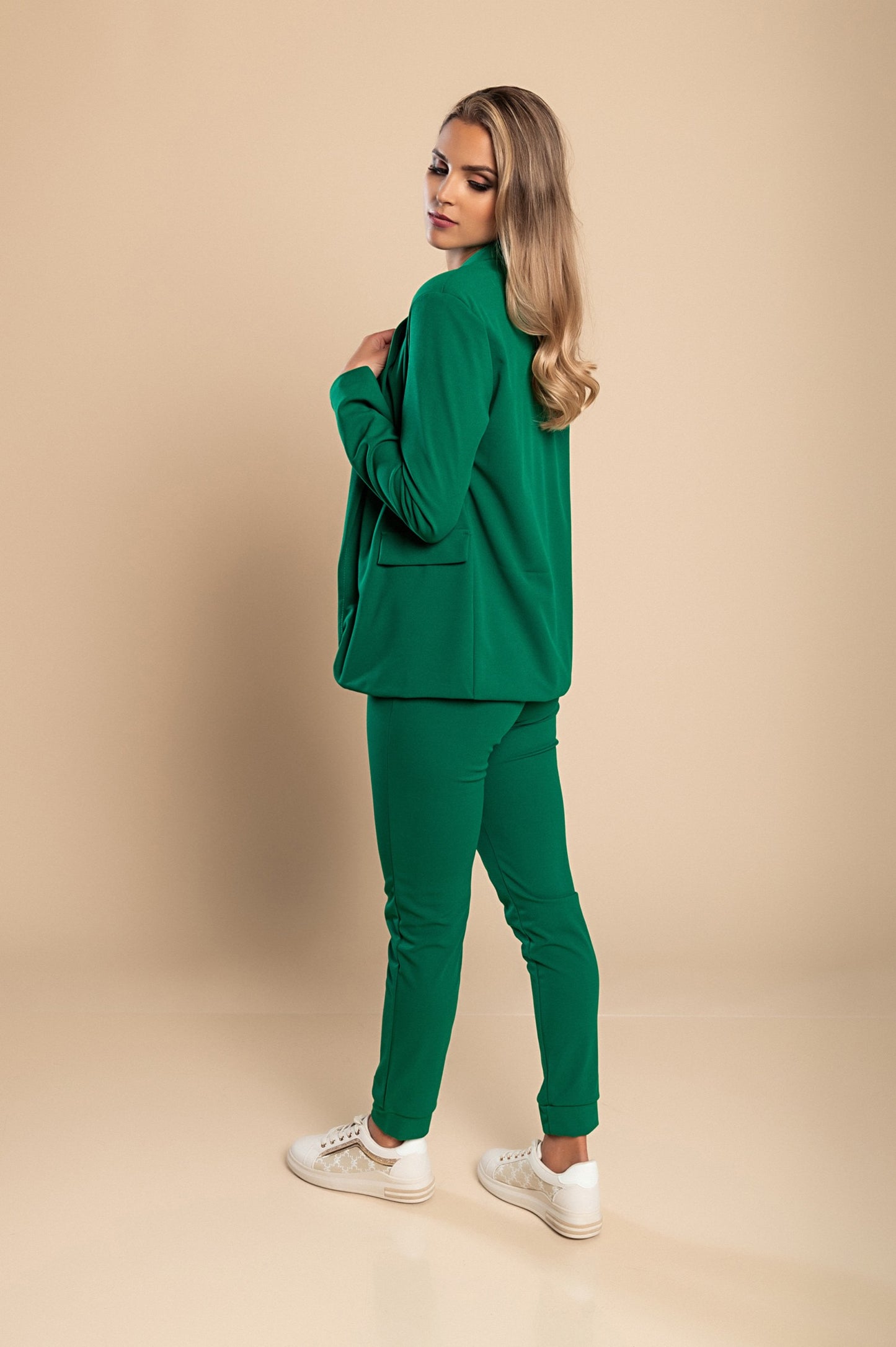 Completo di pantaloni e blazer elegante senza lettere Estrena, nero-nero