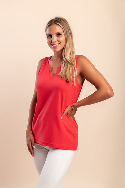 Camicia senza maniche in cotone, beige