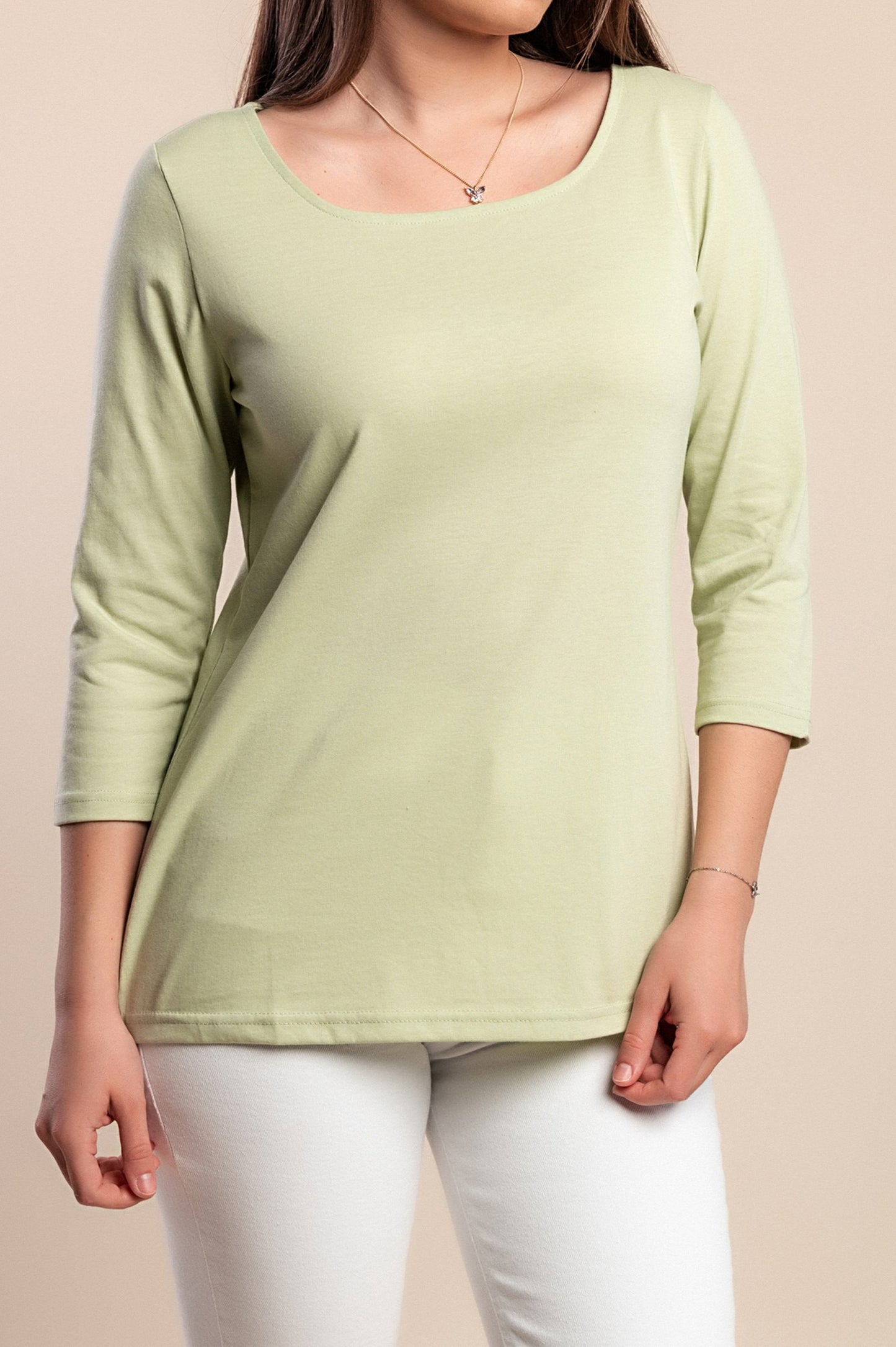 Top con maniche a 3/4, verde chiaro