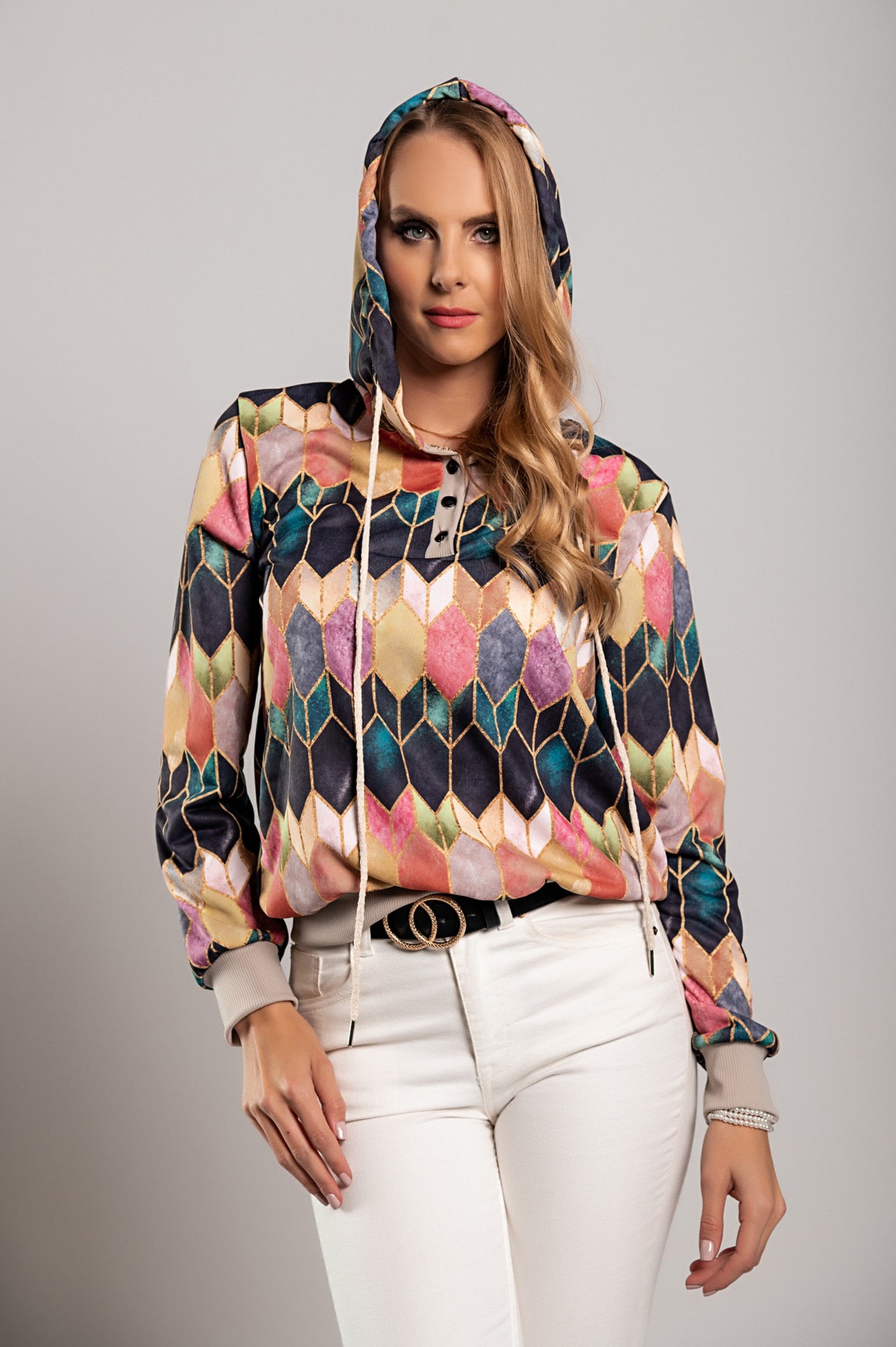 Maglietta maniche lunghe con stampa Cartama, rosa