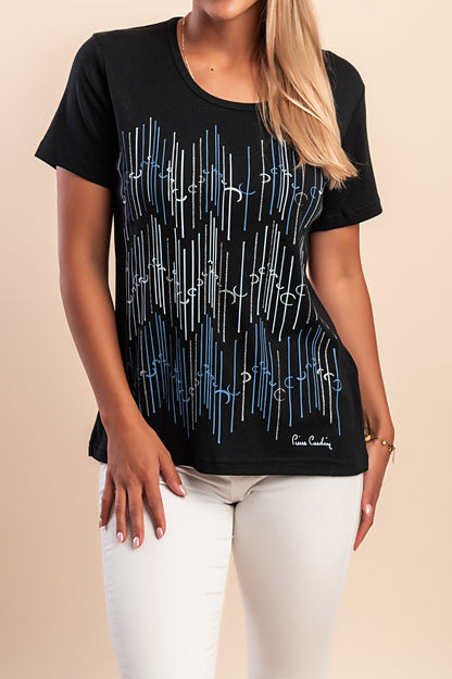 T-shirt in cotone con stampa, nera