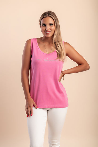 Top senza maniche in cotone, arancione