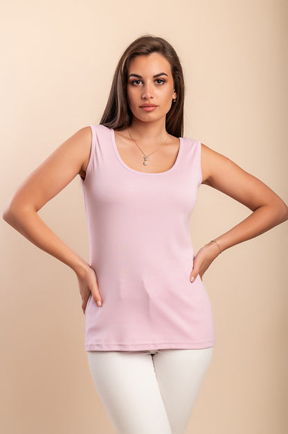 Top senza maniche in cotone, beige