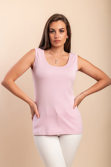 Top senza maniche in cotone, rosa chiaro