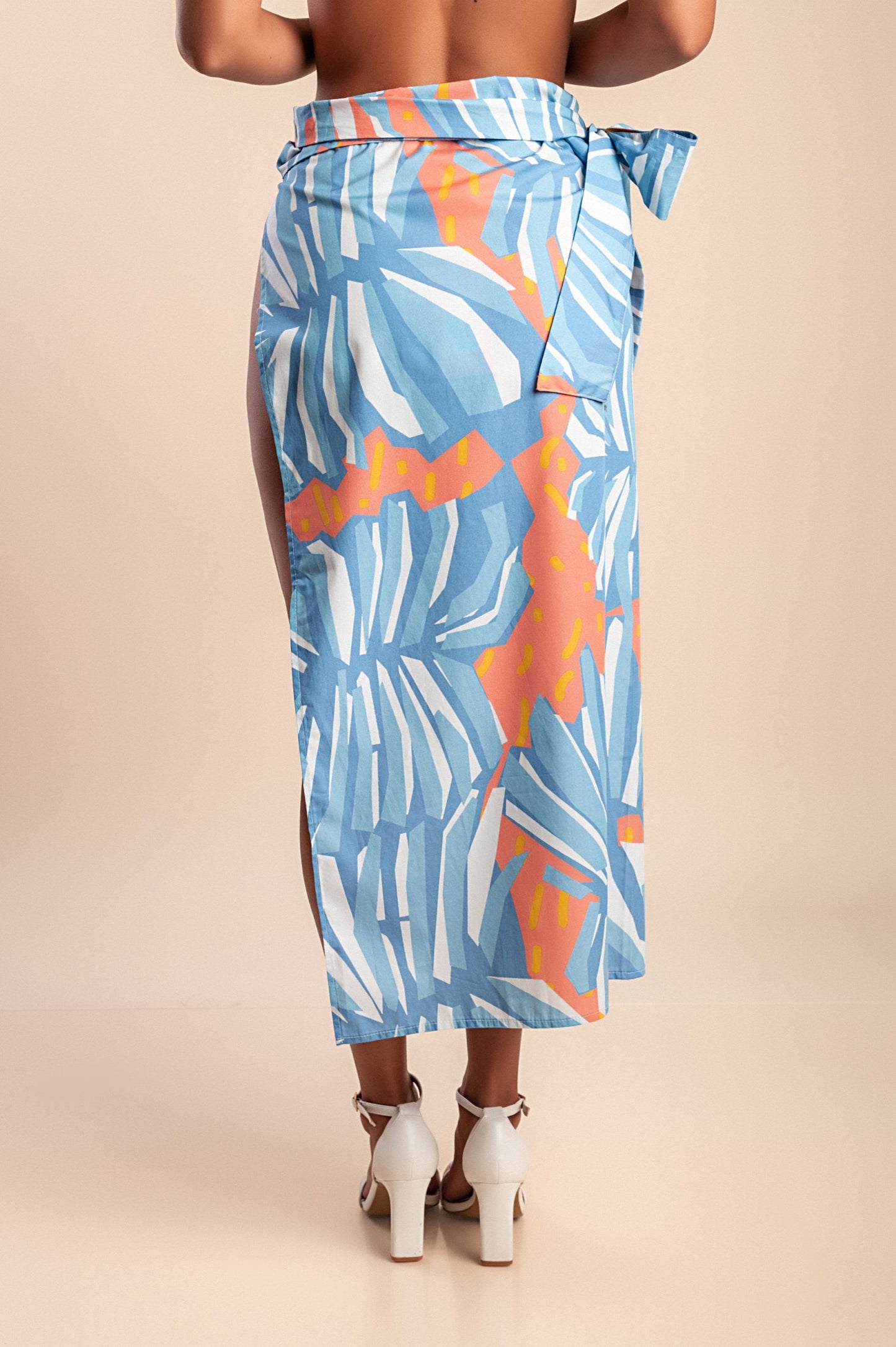 Pareo in cotone con stampa, blu