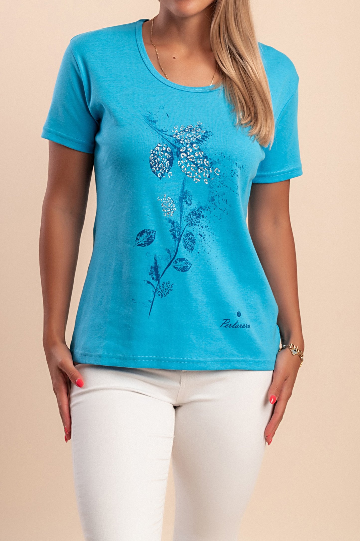 T-shirt in cotone con stampa, rosa chiaro