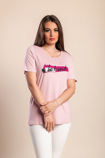 Maglietta stampata taglie forti, rosa