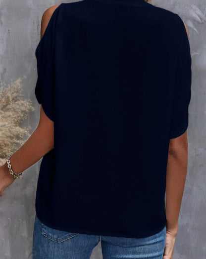 Blusa elegante ampia con scollo a "V", colore rosa chiaro