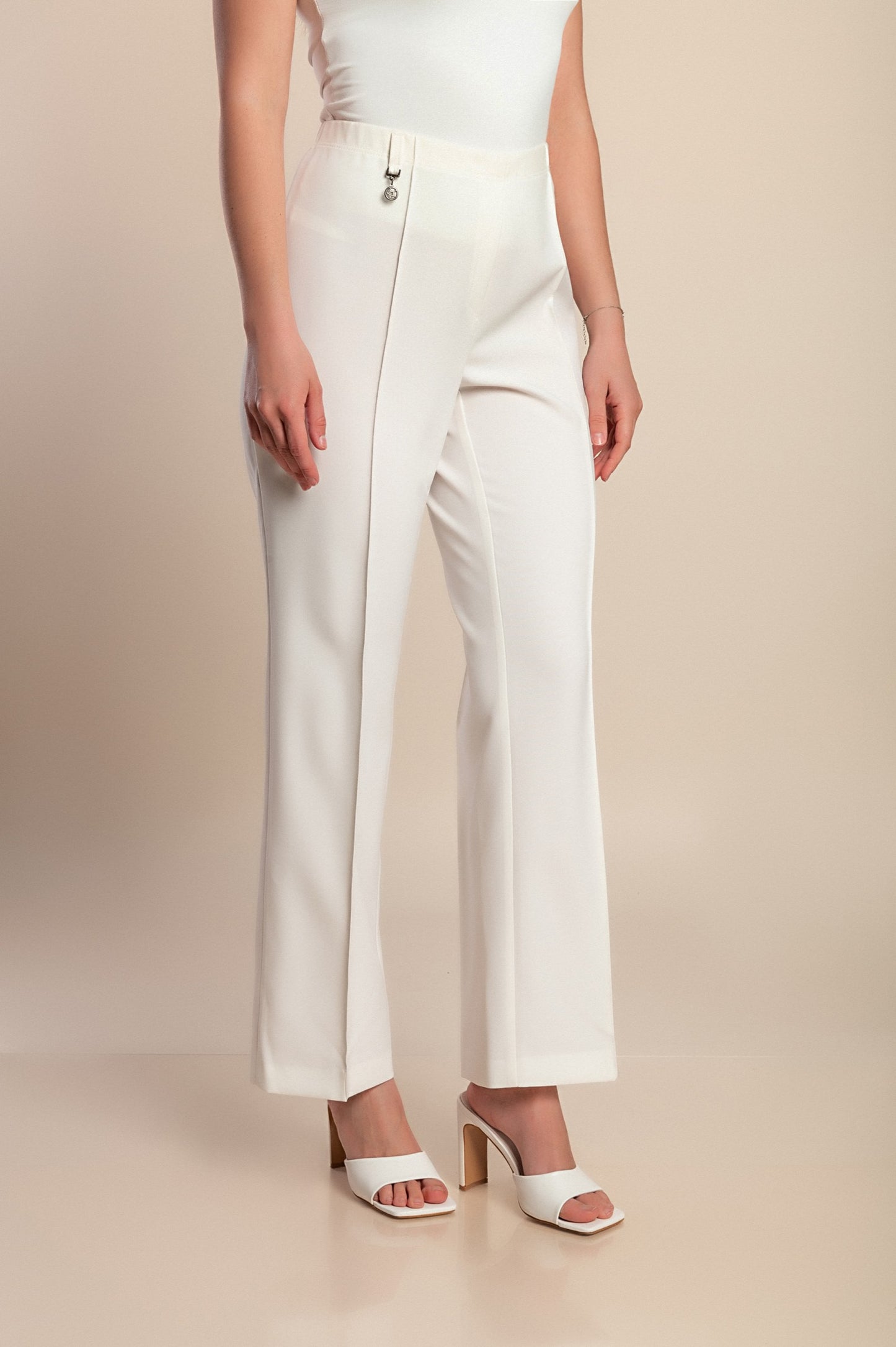 Pantaloni eleganti taglie forti, crema