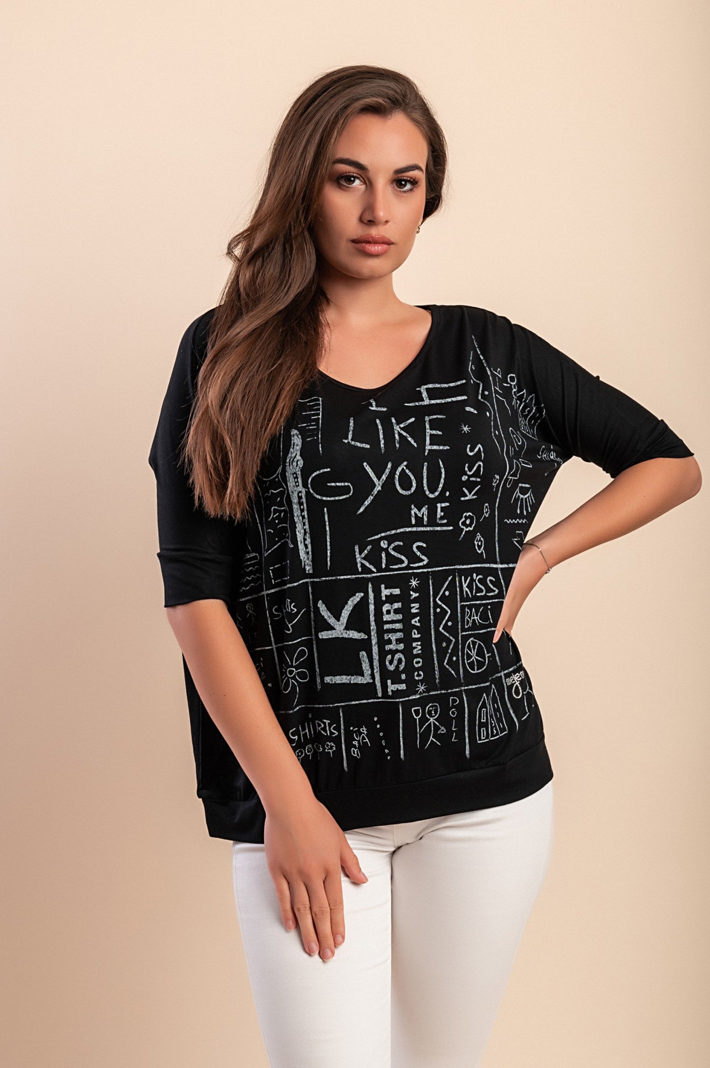 Maglietta con stampa, bianca