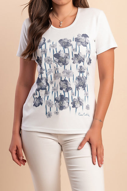 T-shirt in cotone con stampa, bianca