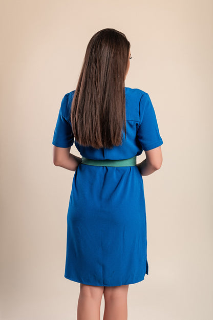 Mini abito con cintura, blu