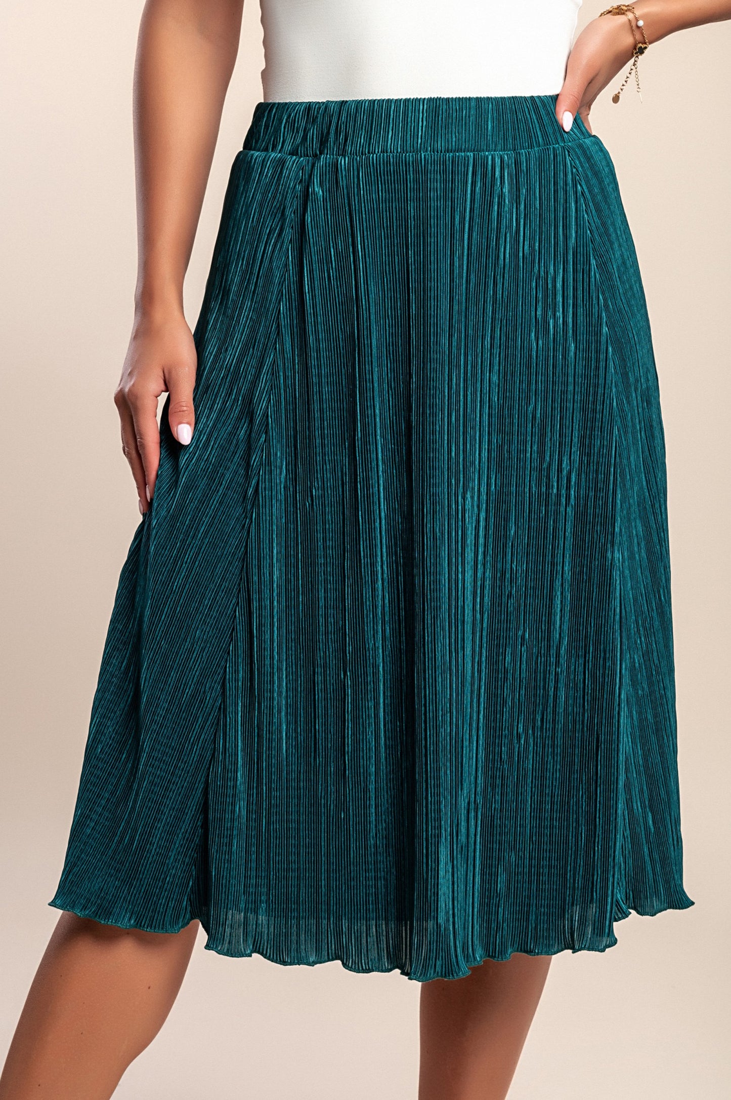 Gonna plissettata taglie forti, verde