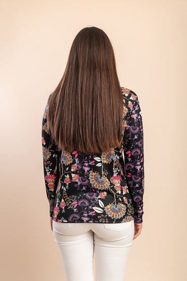 T-shirt a maniche lunghe con stampa, nera
