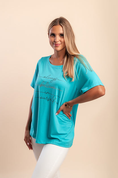 Maglietta con stampa, turchese
