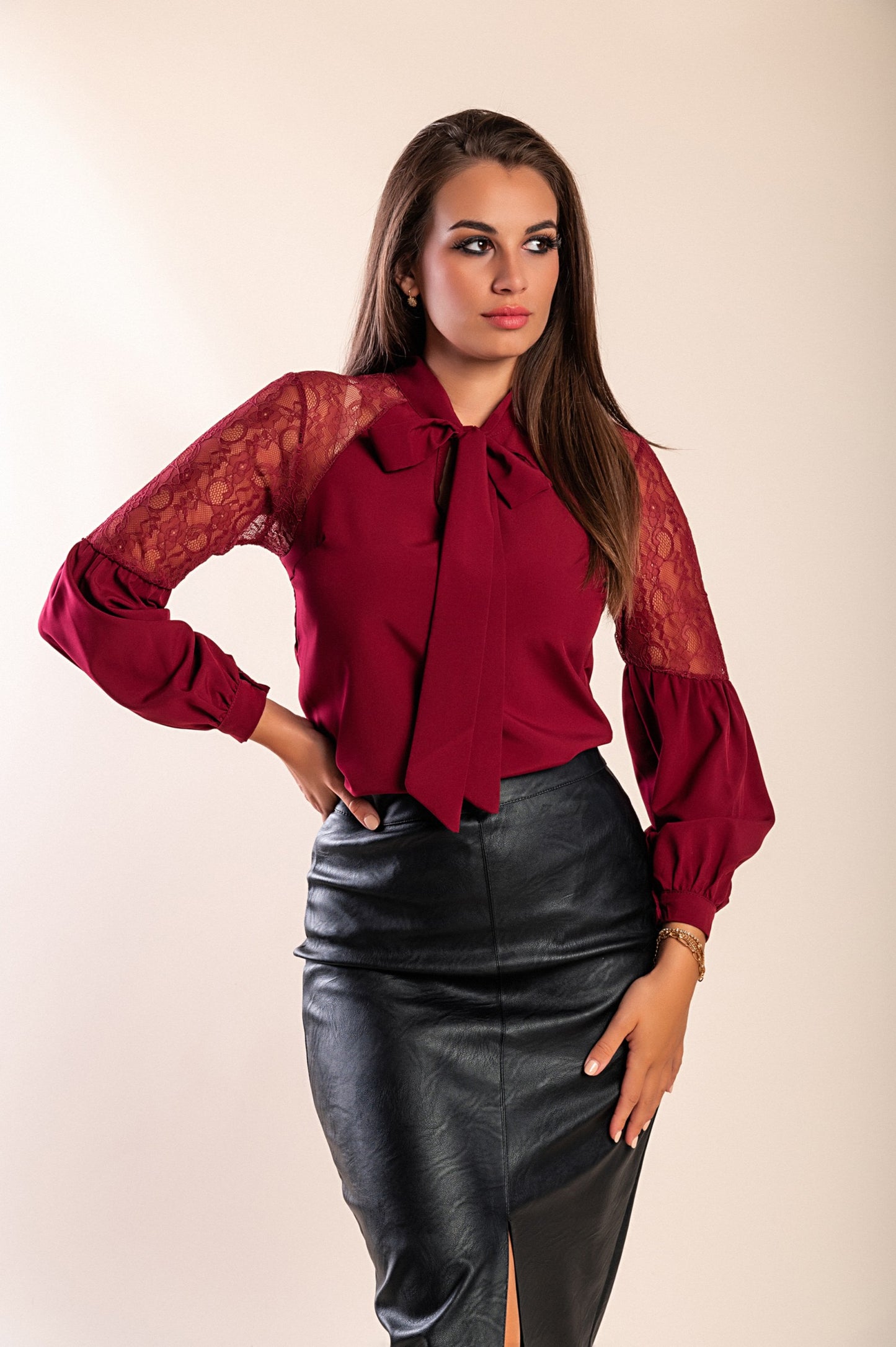 Camicia con dettagli in pizzo Ainsley, blu