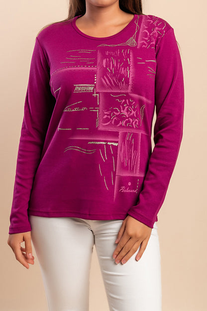 Maglia in cotone a maniche lunghe, viola