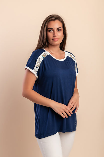 T-shirt in viscosa, blu scuro