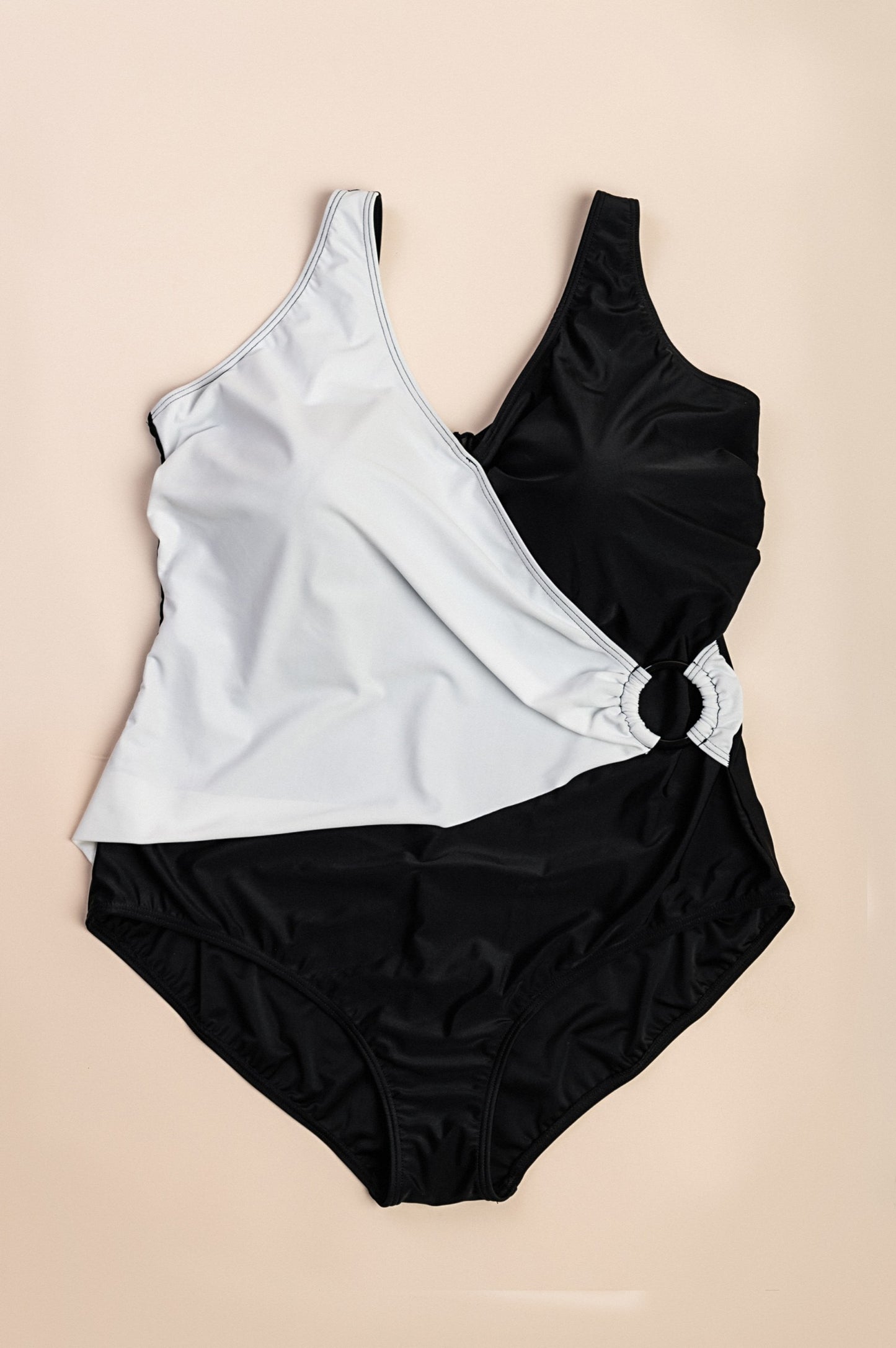 Costume da bagno taglie forti, nero e bianco