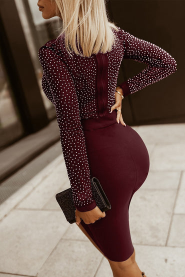 Elegante mini abito con strass Jenelle, bordeaux