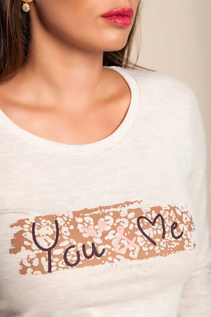 Pigiama lungo con stampa, beige