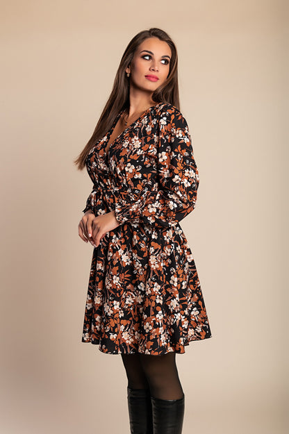 Mini abito con stampa, marrone