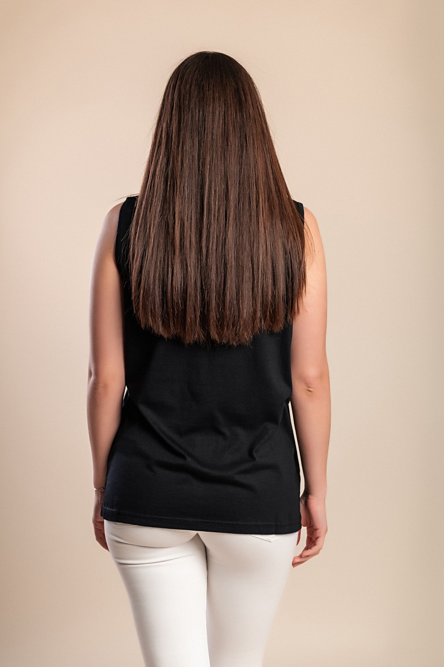 Top in cotone con pizzo, nero